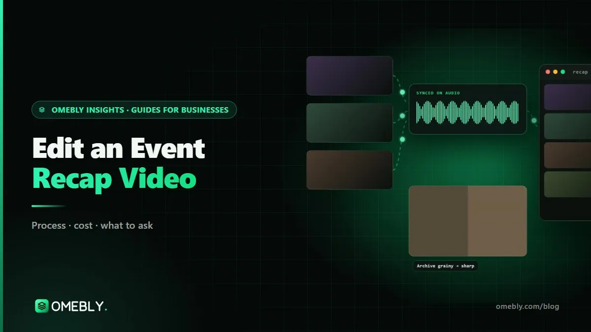 Several camera angles of a conference stage synced on one timeline and folding into a short recap film