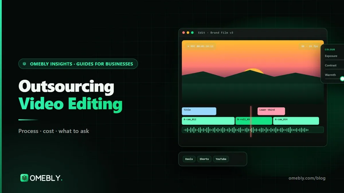 Video editing timeline with vertical Reels, a YouTube thumbnail and an ad variation on screen