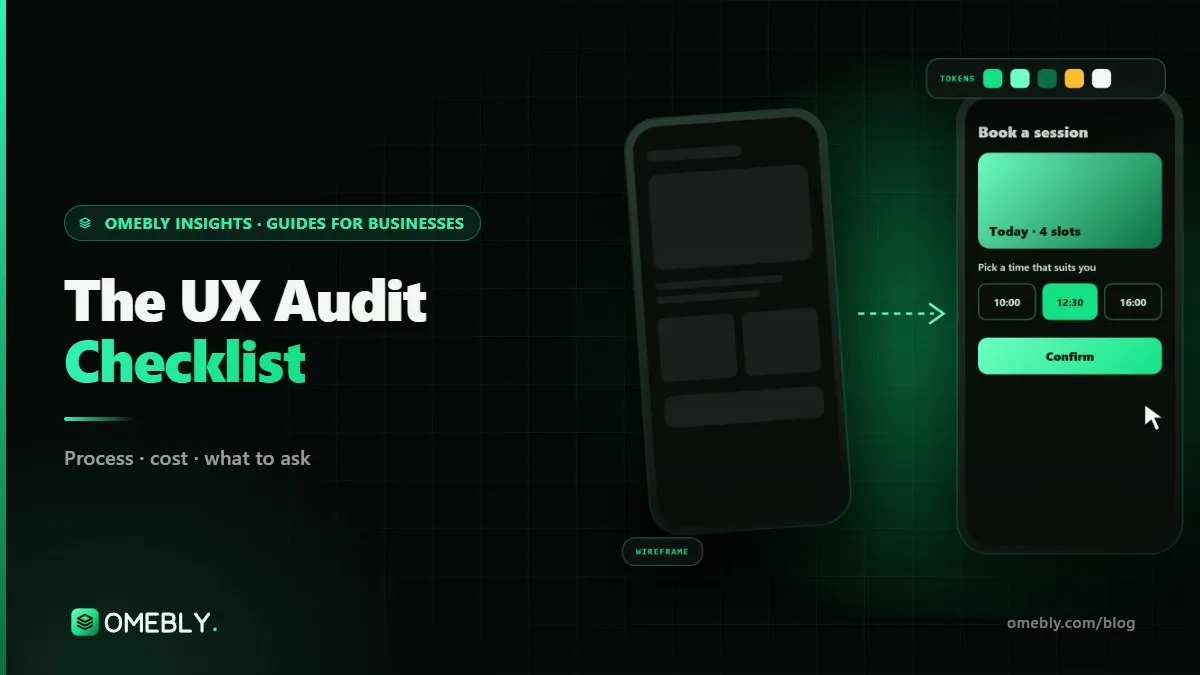 A website screen on a laptop and phone with numbered audit notes highlighting usability problems