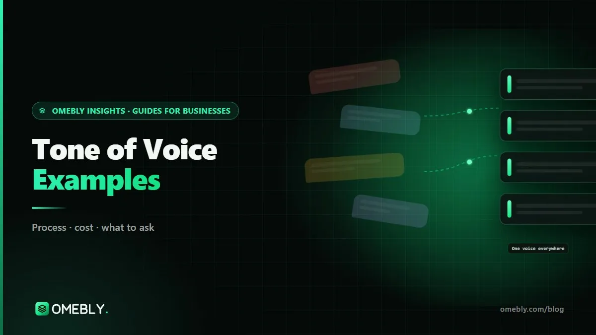 Three speech bubbles saying the same message in three different brand voices
